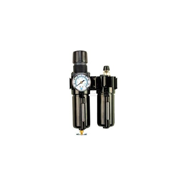 Arrow Pneumatics Arrow 3/4" Mod F/R & Lubricator W/End Ports VC70356W, Gauge, Metal Bowl W/Sight, Manual, OSHA Valve VC70356W - main